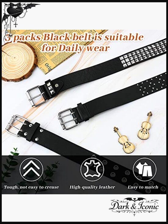 Goth Studded Rivet Belt Set Punk Y2k Belts for Men Women Gift main image 6